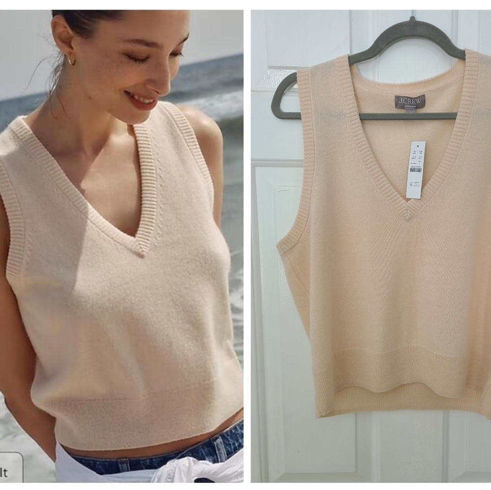 NWT J. Crew Cashmere V-Neck Vest